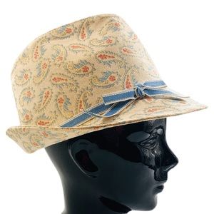 VTG Betmar Gold Paisley Denim Brocade Fedora Hat
